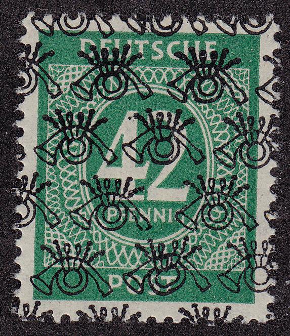 GERMANY MNH Scott # 599 Error, Inverted Overprint, Schlegel stamp on back (1 St)