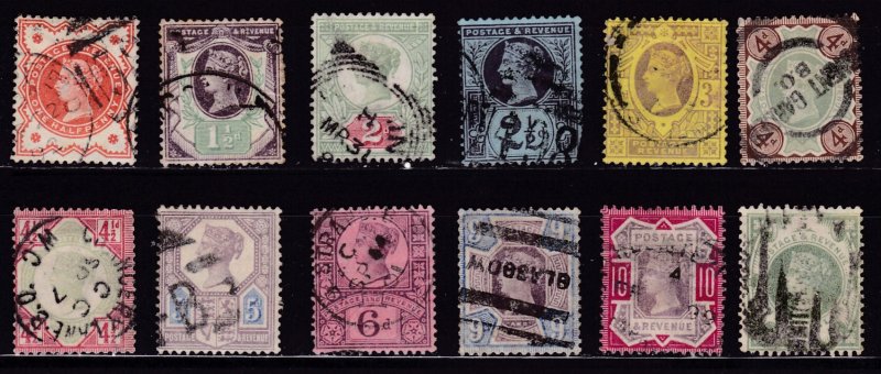Great Britain 1887 Queen Victoria Jubilee Complete (12) F/VF/Used(O)