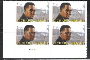 MNH Plate Block Richard Wright sc 4386 @ FACE