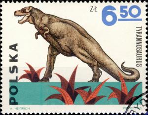 POLOGNE / POLAND 1965 Mi.1579 6.50 Zl Tyrannosaurus, Prehistoric Animals CTO°