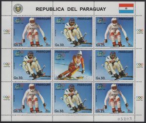 Paraguay 1987 unused Sc C682-C683 Wasmeier, Stenmark Variety Sheet of 8 + label