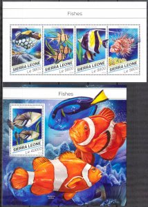 Sierra Leone 2018 Marine Life Fishes II sheet + S/S MNH