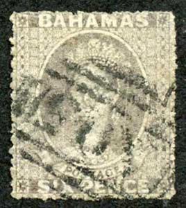 Bahamas SG6 6d grey-lilac No Wmk Rough Perf 14 to 16 cat 600 pounds