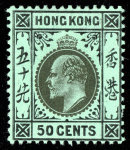 [mag146] HONG KONG 1911 SG#98 mvlh Edward VII 50c black/green cv:£50