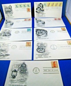 U.S. FIRST DAY COVER SETS - LOT of 9 - 1970s AMERICANA SERIES      (FDC-32x)