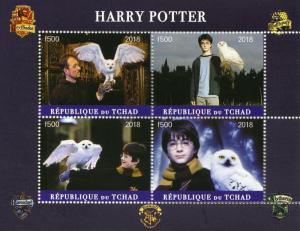 Harry Potter Stamps Chad 2018 MNH Daniel Radcliffe Owls Movies Film 4v M/S I