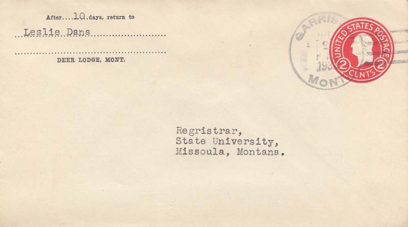 United States Montana Garrison 1932 4a-bar  1883-1980  Postal Stationery Enve...