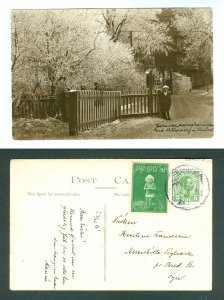 Denmark.1915 Christmas Card. 5 Ore + Seal. Railway Crossing, Bulowsvej Copenh.