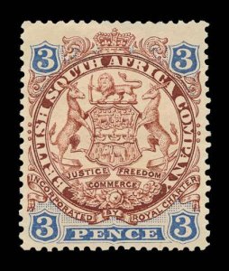 RHODESIA Scott #29 (SG 31) 1896 coat of arms, unused, HR, thinned area