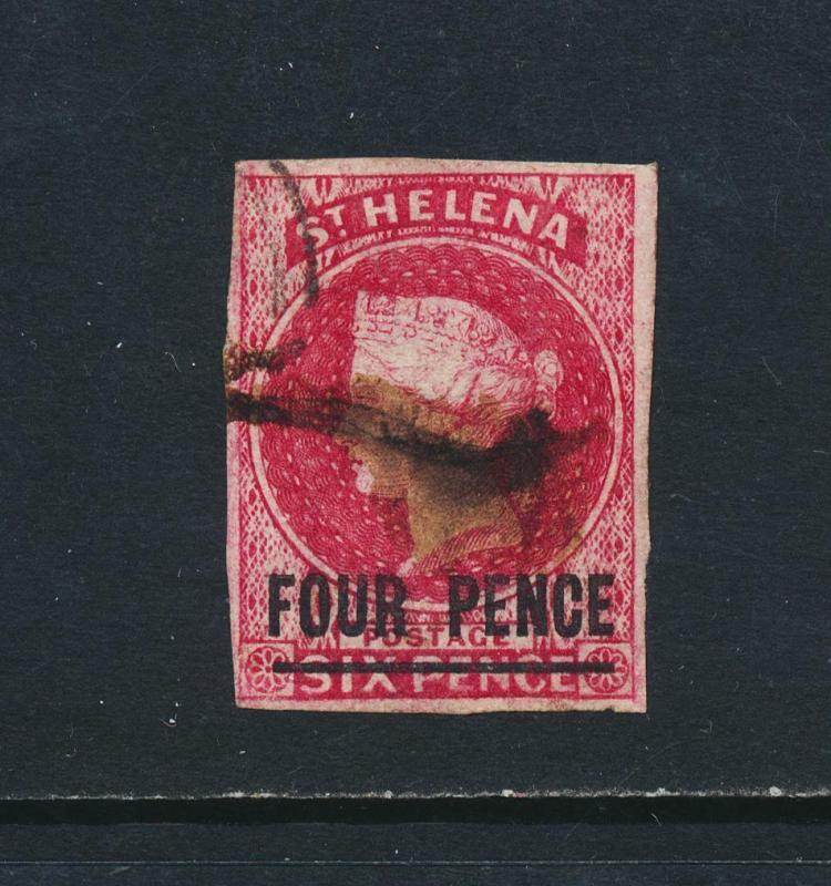 ST HELENA 1863, 4d CARMINE IMPERF, VF USED SG#5 CAT£250 $325 (SEE BELOW)