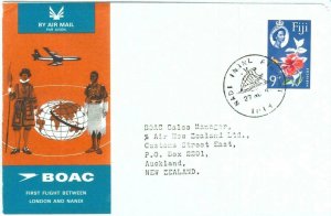 72175 - FIJI - Postal History - FIRST FLIGHT London - Nandi  to New Zealand 1965