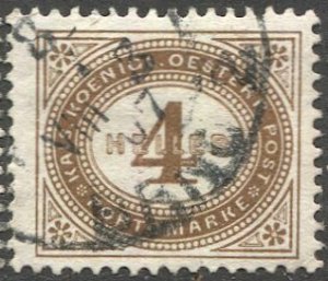 AUSTRIA 1899 4h VF Sc J25 Postage Due, part cancel