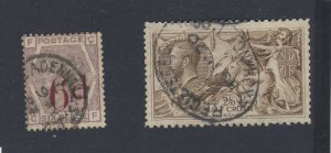 2x Great Britain Stamps; #95-6p OP #179-2sh 6p Sea Horse Guide Value = $130.00