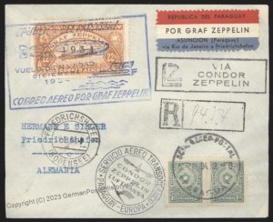 Paraguay 1934 Graf Zeppelin Mi423C Christmas SAF South America Flight Ger 112136