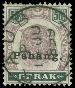 MALAY STATES, VF-Used W/ SON RAUB June 10 1899 CDS, SCV $970! PERAK Overprint!