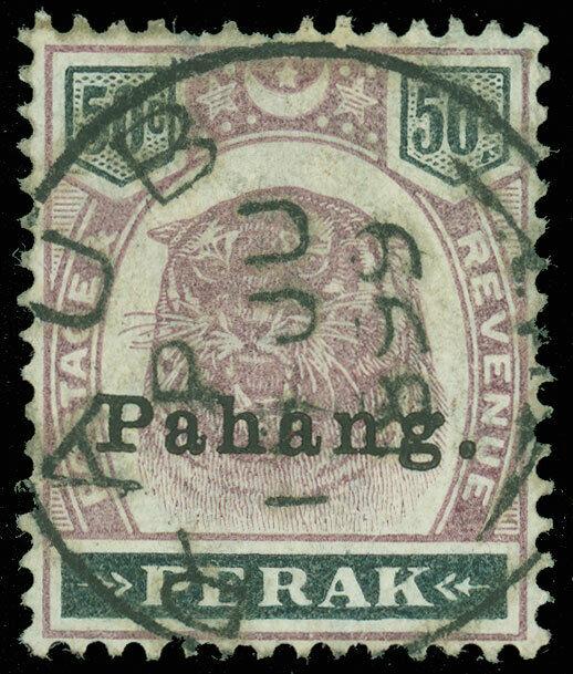 MALAY STATES, VF-Used W/ SON RAUB June 10 1899 CDS, SCV $970! PERAK Overprint!