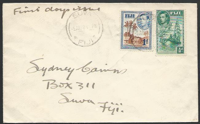 FIJI 1938 GVI ½d & 1d on FDC, Suva cds.....................................25505