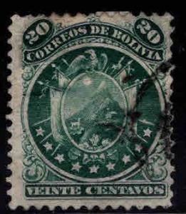 Bolivia Scott 32 Used 1890 perf 12 arms stamp small thin