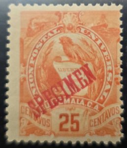 MI) 1886 GUATEMALA, QUETZAL, SPECIMEN, NATIONAL EMBLEM, LIBERTY, 25 cents,