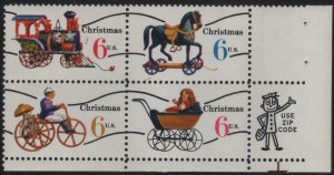 1418c 6c Christmas Toys Precancels Block of 4