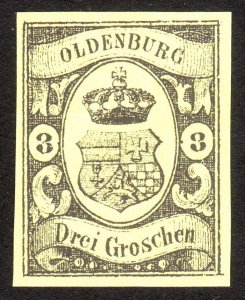 1854, Germany Oldenburg 3Gr, MNG, Sc 8, FAKE