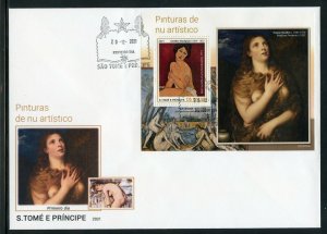 SAO TOME 2021 NUDE PAINTINGS MODIGLIANI VECELLIO S/SHEET FIRST DAY COVER