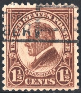 SC#553 1½¢ Harding Single (1925) Used