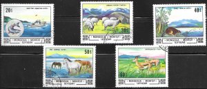 Mongolia #1299-1303  Used. Animals & Scenery. 1982