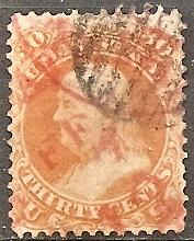 US   71 Used 1861 30c orange Franklin CV $200.00