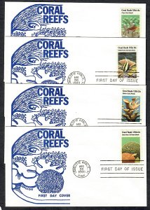 1827 - 1830 Coral Reefs set of 4 Unaddressed Wesson FDCs