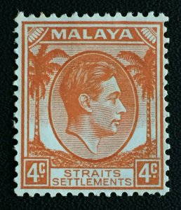 Malaya Straits Settlements 1937 KGVI 4c Die I MLH SG#280 M3541