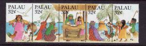 Palau-Scott#382-Unused NH strip-Christmas-1995-