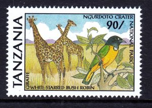 Tanzania 1991 Giraffe - Bush Robin Mint MNH SC 721