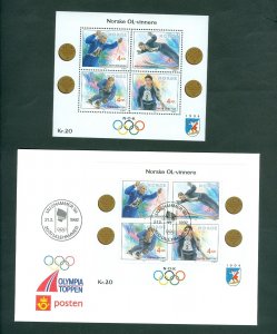 Norway. 1992 FDC. Cachet.+ Souv. Sheet. Olympic Gold Medalists.Scott# 1021 a.d.
