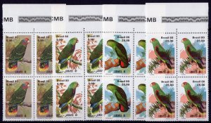 Brazil 1980 Sc#1715/1718  BIRDS-PARROTS Block of 4 MNH