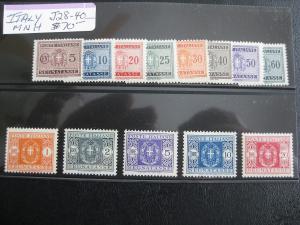 ITALY  Scott  J28-J40  MINT NEVER HINGED  Cat $70