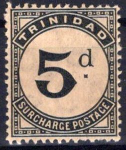 Trinidad J14 VLH 5d black postage due, Wmk multiple crown & CA ZAYIX 0324S0012