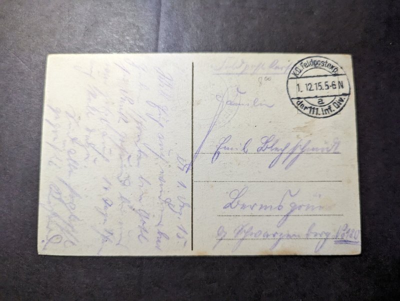 1915 Germany WWI Feldpost Postcard Cover to Dormingen