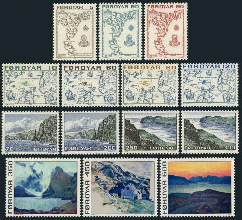 Faroe 7-20,MNH.Michel 7-20. Maps 1975,North Atlantic;West Coas.Views.