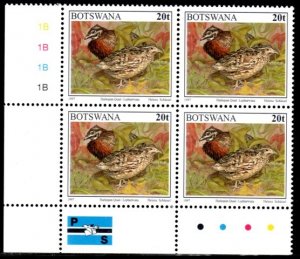 Botswana - 1997 Birds 20t Quail Corner Block 1B MNH** SG855