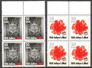 Germany DDR 1990 100 Year of 1 May Day of Work set of 2 x 4 MNH**