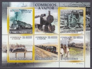 2010 Sao Tome and Principe 4394-4398KL Locomotives 11,00 €