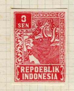 INDONESIA Revolutionary 1940s Issue; Early local printed Mint hinged value