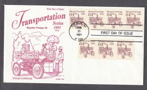 FDC PNC4 4c Steam Carriage NT US 2451b combo w Tag 3- Strip US 2451 Gamm