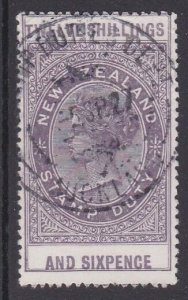 NEW ZEALAND 1880 LONG TYPE STAMP DUTY 12/6d used...........................a6556