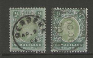 Somaliland Protectorate 1904 KEVII  + pale green SG32 FU