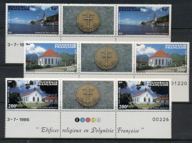 French Polynesia 1986 Protestant Churches, gutter pr MUH