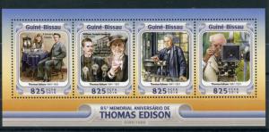 Guinea-Bissau 2016 MNH Thomas Edison 85th Memorial Anniv 4v M/S Kinetograph