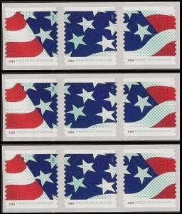 US 4963a Stars & Stripes presorted standard 10c coil strip 3x3 MNH 2015