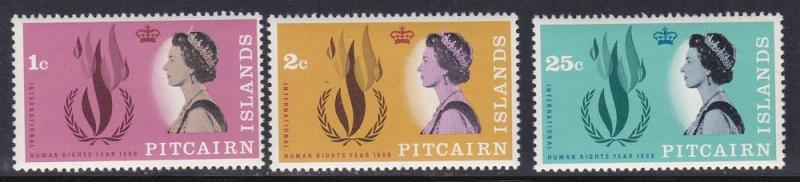 Pitcairn Islands # 88-90, Human Rights Flame, NH, Half Cat.